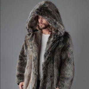 Spirithoods grey wolf faux fur coat